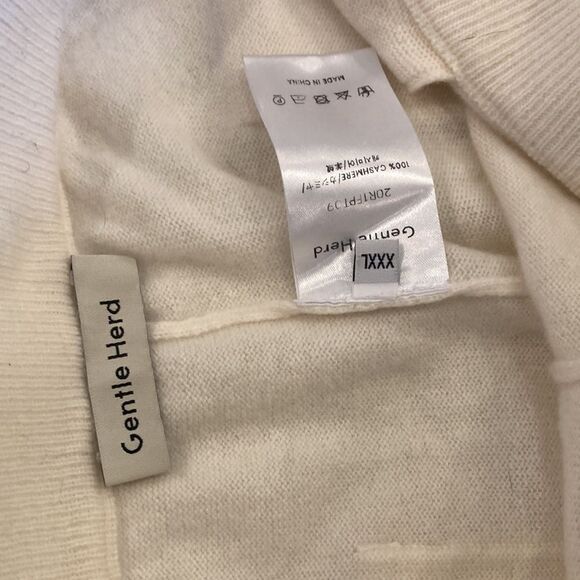 Gentle Herd 100% cashmere Ivory white drawstring straight pants pockets size 3XL - Picture 7 of 7